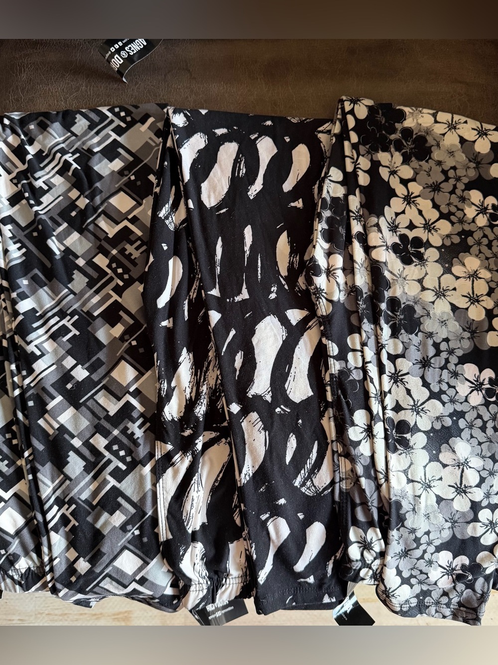 Agnes & Dora Black and White Patterned Leggings Set of 3